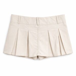 Free People Faux Leather Pleated Mini Skort Light Tan Size 12